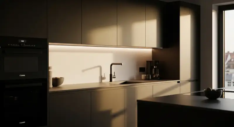 Moderne Küchentrends 2026 in Freiburg, grifflose dunkle Küche