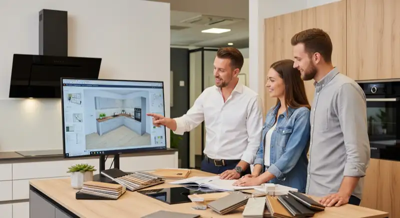 Küchenberatung in einem Hagener Küchenstudio mit 3D-Planung am Bildschirm
