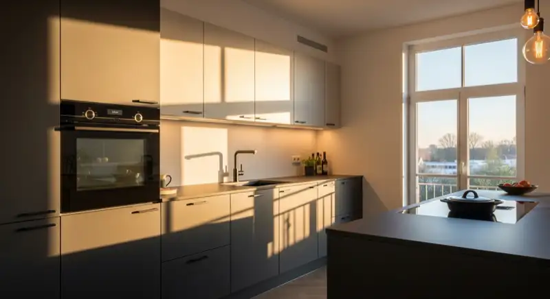 Moderne Küchentrends 2026 in Hamburg, grifflose dunkle Küche