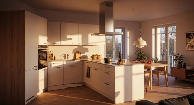 Offene Wohnküche mit Kochinsel in Hamburg