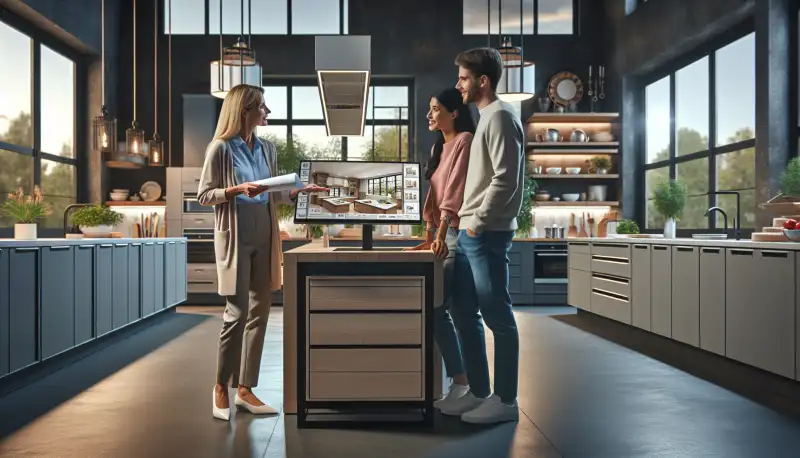 Küchenberatung in einem Hammer Küchenstudio mit 3D-Planung am Bildschirm