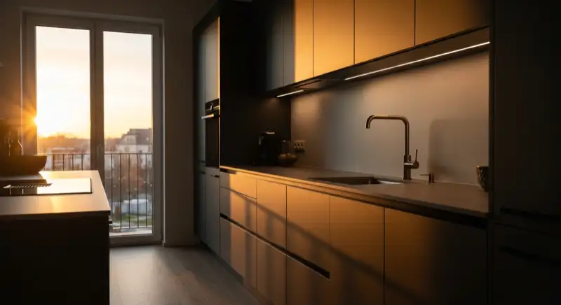 Moderne Küchentrends 2026 in Hannover, grifflose dunkle Küche