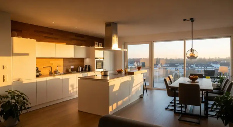 Offene Wohnküche mit Kochinsel in Karlsruhe