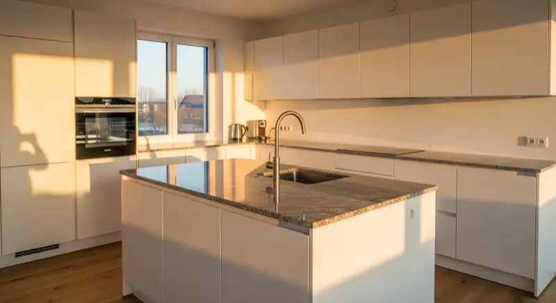 Offene Wohnküche mit Kochinsel in Leipzig