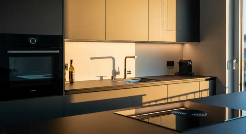 Moderne Küchentrends 2026 in Magdeburg, grifflose dunkle Küche