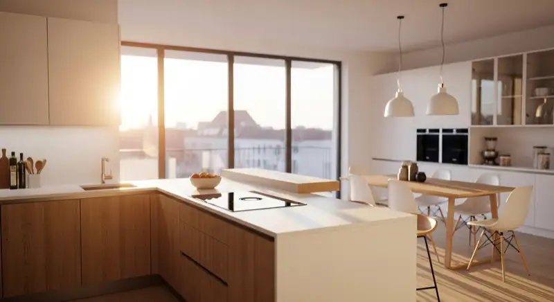 Offene Wohnküche mit Kochinsel in Magdeburg