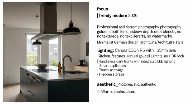 Moderne Küchentrends 2026 in Mainz, grifflose dunkle Küche