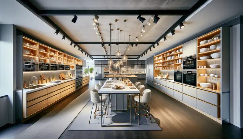 Küchenstudio Ausstellung in Mönchengladbach mit verschiedenen Musterküchen