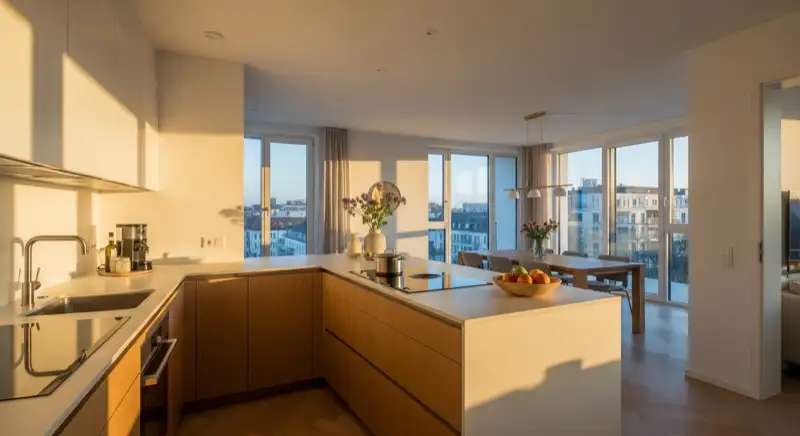 Offene Wohnküche mit Kochinsel in München