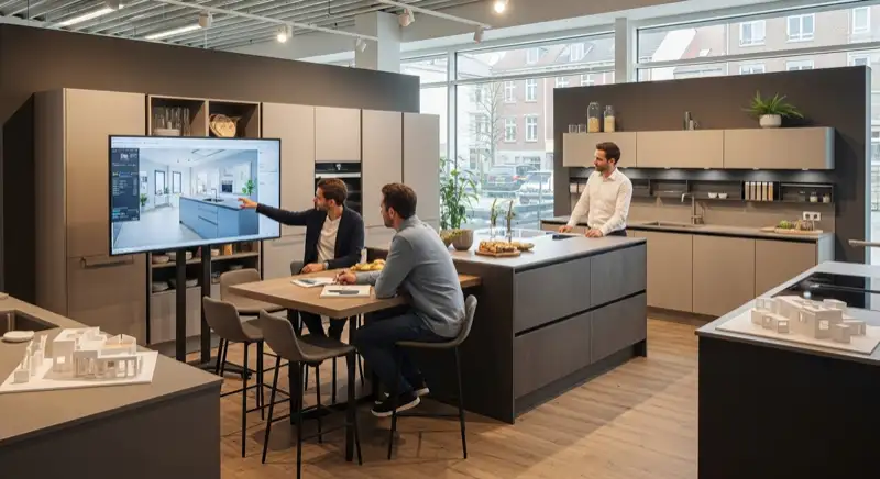 Küchenberatung in einem Recklinghausener Küchenstudio mit 3D Planung am Bildschirm