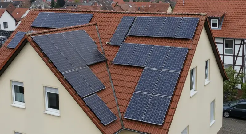 Geneigtes Einfamilienhausdach in Altena mit Photovoltaik-Modulen