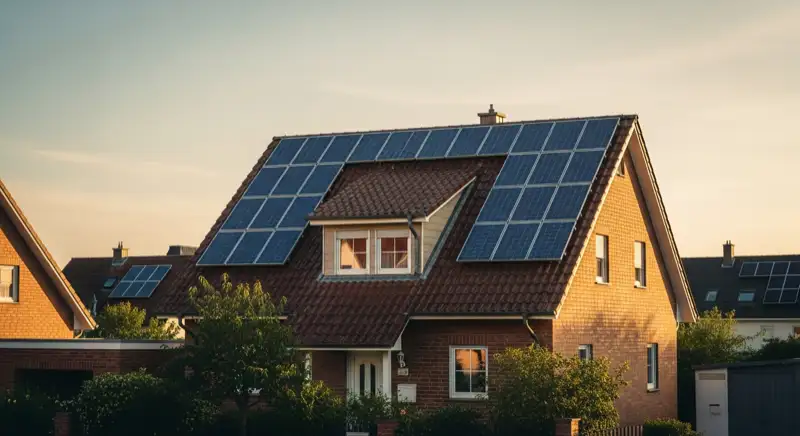 Ansbacher Wohnhaus mit geneigtem Ziegeldach und installierter Photovoltaikanlage