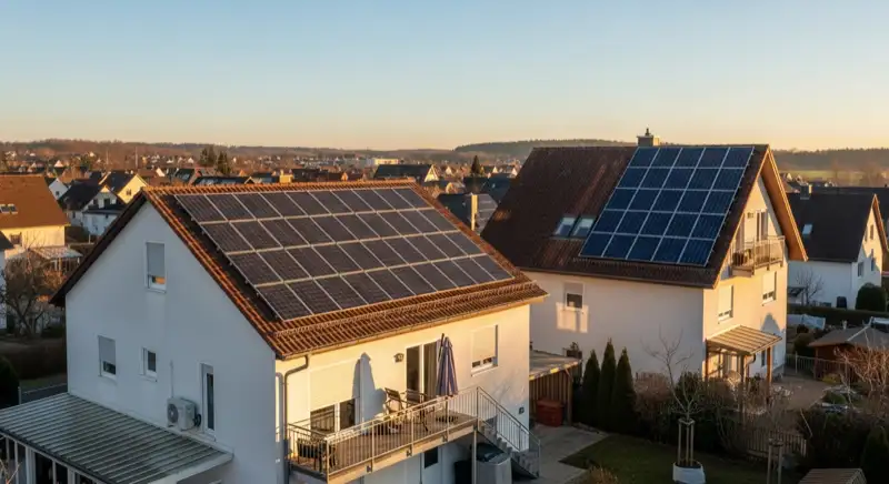 Einfamilienhausdach mit Photovoltaikanlage in Hanglage bei Attendorn