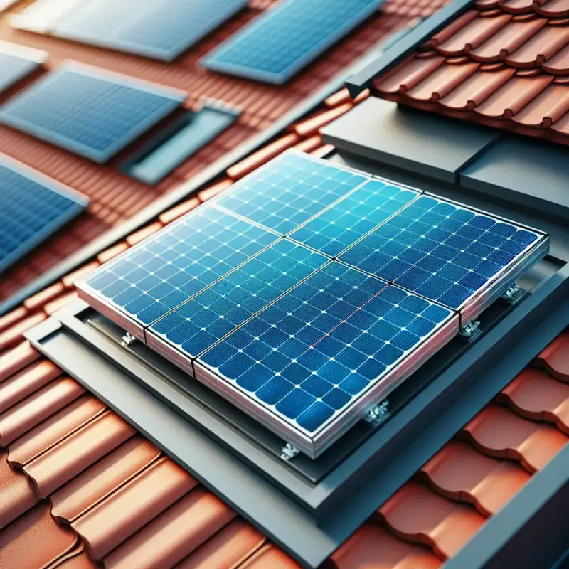 Solarmodule auf einem Bergisch Gladbacher Dach mit Dom im Hintergrund