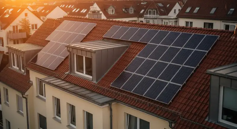 Mehrfamilienhausdach mit Photovoltaikanlage in Bernau bei Berlin Nibelungen