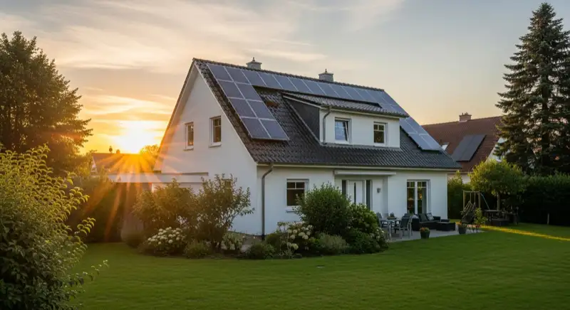 Einfamilienhaus mit Photovoltaik-Anlage auf Satteldach in Braunschweig