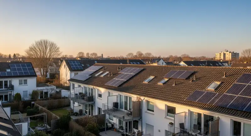 Typische Wohnsiedlung in Bremen-Schwachhausen mit Einfamilienhäusern und PV-Anlagen auf den Dächern