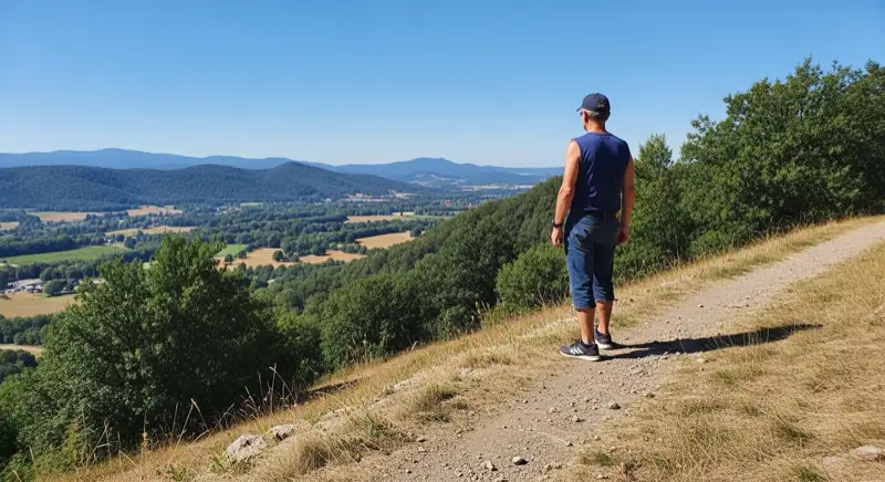 German detached house (Einfamilienhaus) with photovoltaic panels on pitched roof, well-maintained garden, warm afternoon sunlight