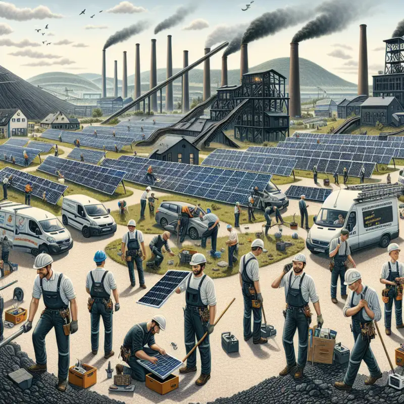 Photovoltaik-Installateure bei der Arbeit im Ruhrgebiet