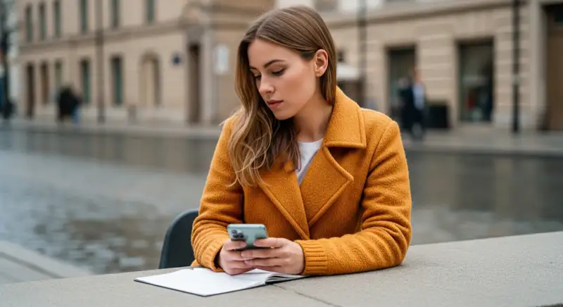 Aerial drone view of typical German residential neighborhood with mixed roof types, red and dark roof tiles, gardens visible, sunny day