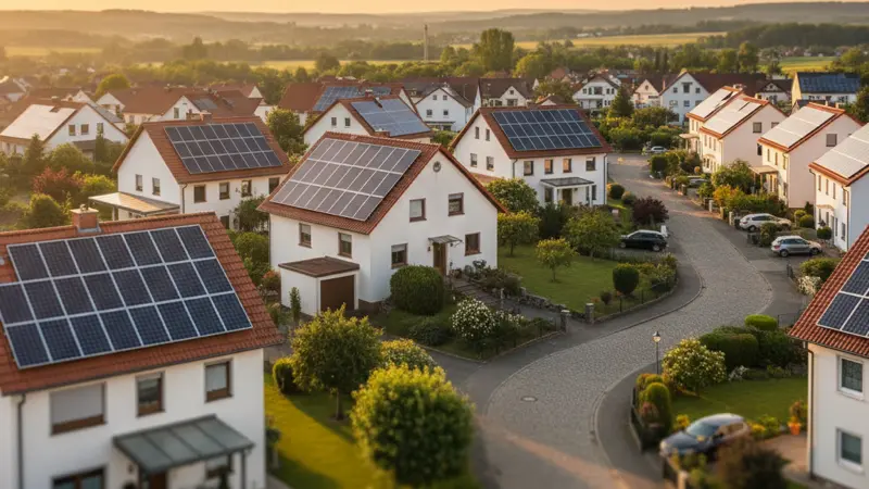 Photovoltaikanlage auf einer Siedlung in Essen