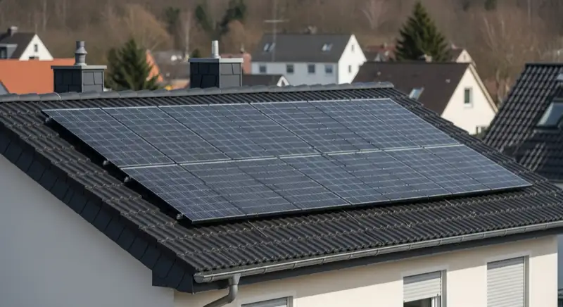 Monokristalline PV-Module auf 42° Schrägdach eines Einfamilienhauses in Euskirchen