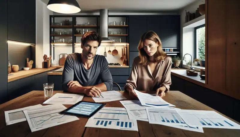 Familie am Küchentisch prüft Unterlagen zur Photovoltaikanlage in Gelsenkirchen