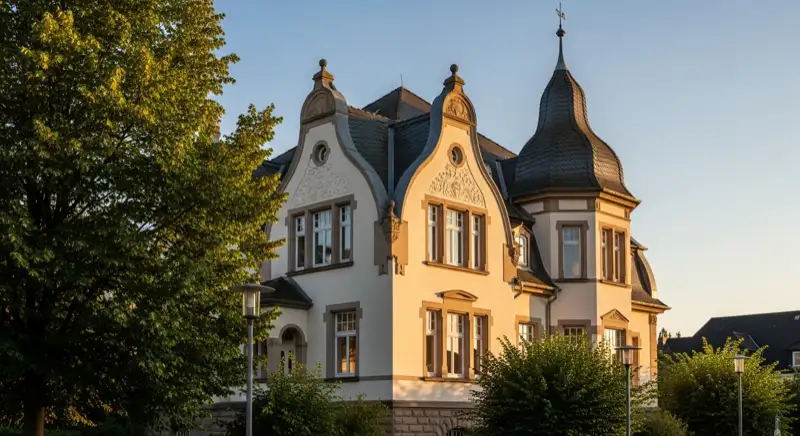 Denkmalgeschützte Jugendstil-Villa in Hagen mit charakteristischen Dachelementen
