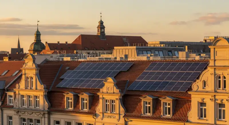 Historische Dächer in Hannovers Altstadt mit Gründerzeit-Architektur