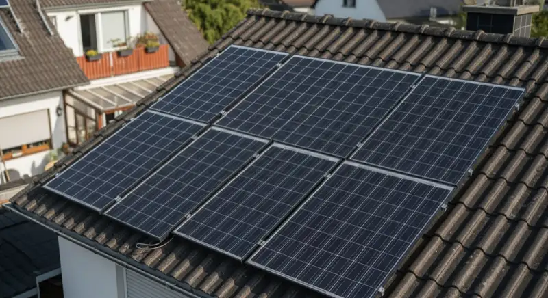 Einfamilienhaus in Hildesheim mit monokristallinen Solarmodulen auf 42° geneigtem Schrägdach