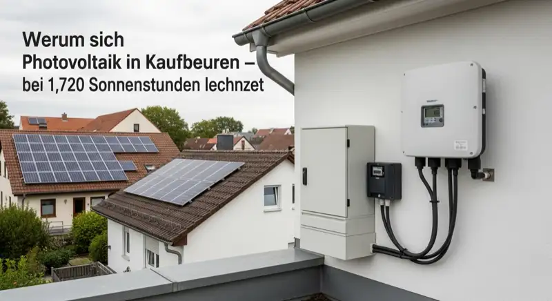 Modern German electrical meter cabinet (Zählerschrank) with smart meter and solar inverter connection, clean technical installation