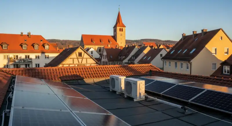 Historische Dächer der Kemptener Altstadt mit traditioneller Ziegeleindeckung
