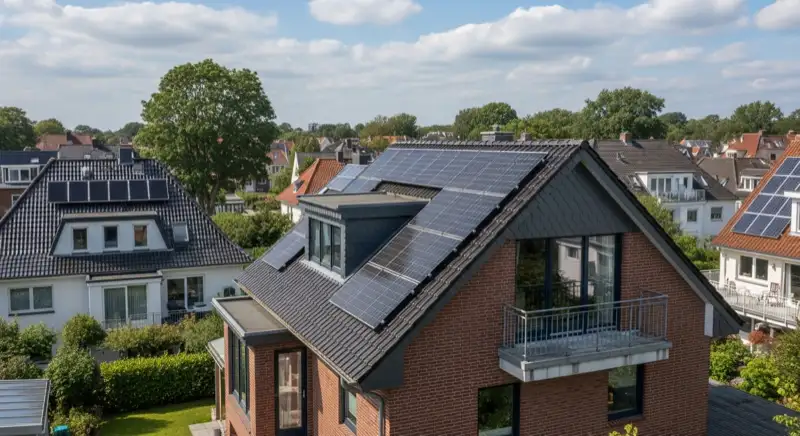 Einfamilienhaus in Kiel mit monokristalliner Photovoltaikanlage auf dem Dach