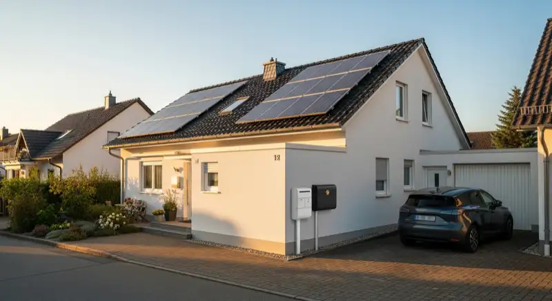 Einfamilienhaus in Landau in der Pfalz mit Photovoltaikdach, Wallbox und geparktem E-Auto