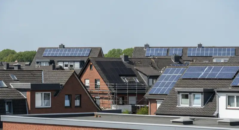 Installateur bei der Dachbegehung auf Wohnhaus in Lüdenscheid