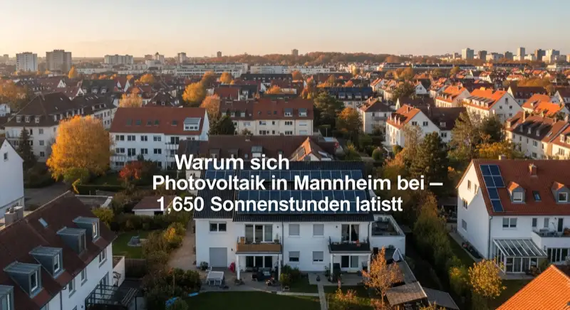 Aerial drone view of typical German residential neighborhood with mixed roof types, red and dark roof tiles, gardens visible, sunny day