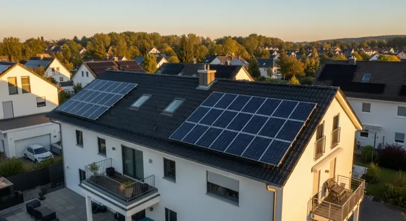 Modernes Einfamilienhaus in Meerbusch mit großer PV-Anlage auf dem Süddach
