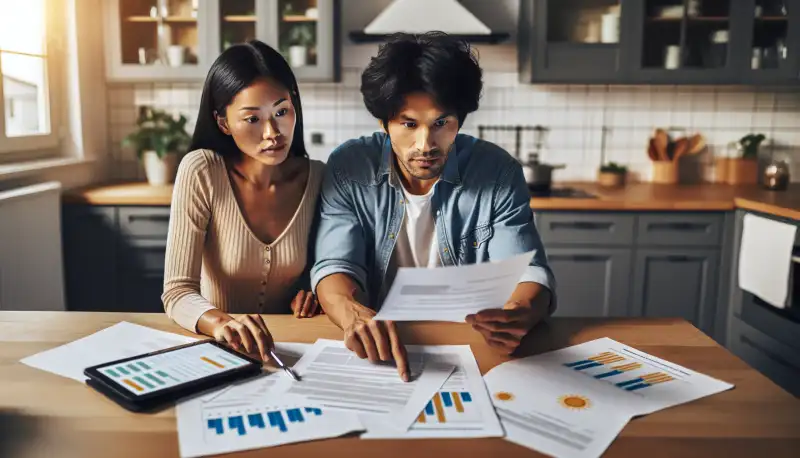 Familie in Mönchengladbach prüft Solar Angebote am Küchentisch