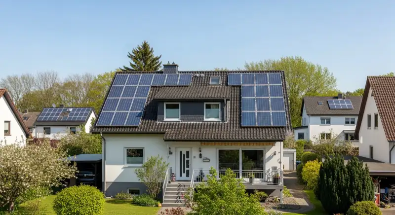 Moderne PV-Installation auf Einfamilienhaus in Mülheim an der Ruhr mit Smart Meter und intelligenter Messtechnik