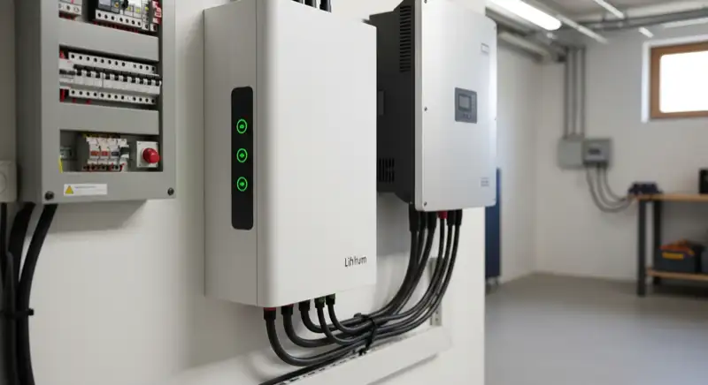 Batteriespeicher im Technikraum eines Mülheimer Einfamilienhauses