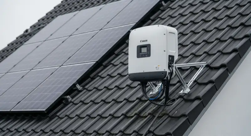 String-Wechselrichter Installation an Remscheider Einfamilienhaus mit Kabelführung