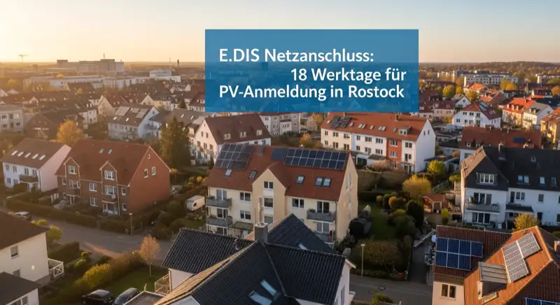 Aerial drone view of typical German residential neighborhood with mixed roof types, red and dark roof tiles, gardens visible, sunny day