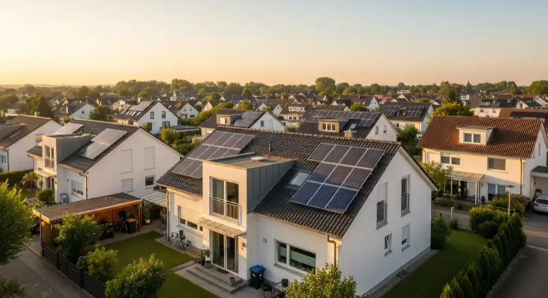 Einfamilienhäuser in Salzgitter-Fredenberg mit Solaranlagen auf den Dächern