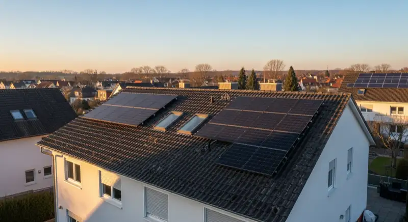 Einfamilienhaus in Stendal mit geneigtem Ziegeldach und Photovoltaikanlage