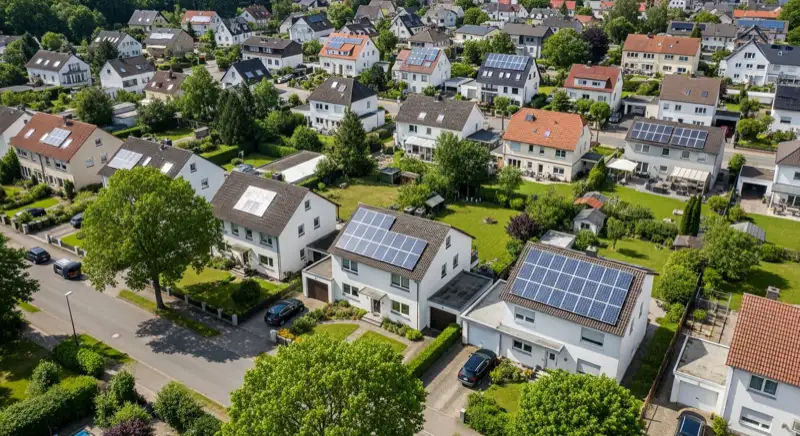 Einfamilienhaus mit Photovoltaikanlage in Unna, Unnaer Altstadt im Hintergrund