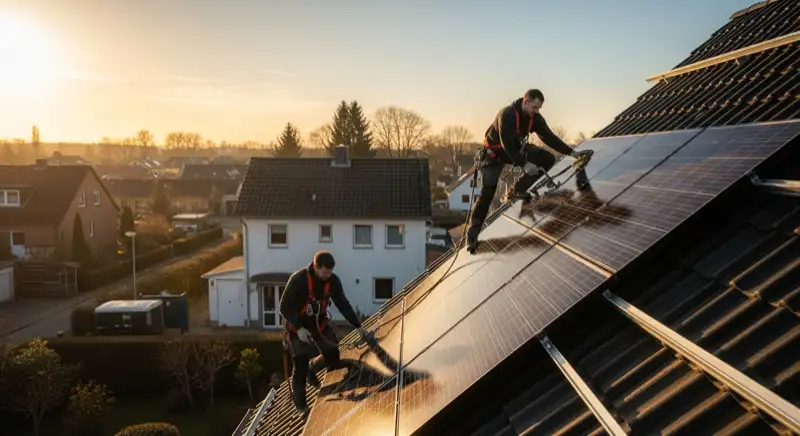 Installateursteam bei der Montage in Unna