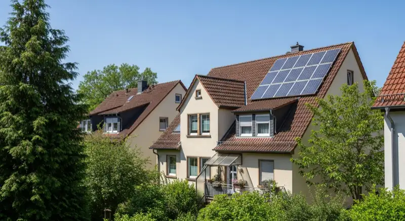 Installateur montiert Zweirichtungszähler für PV-Anlage in Wiesbaden