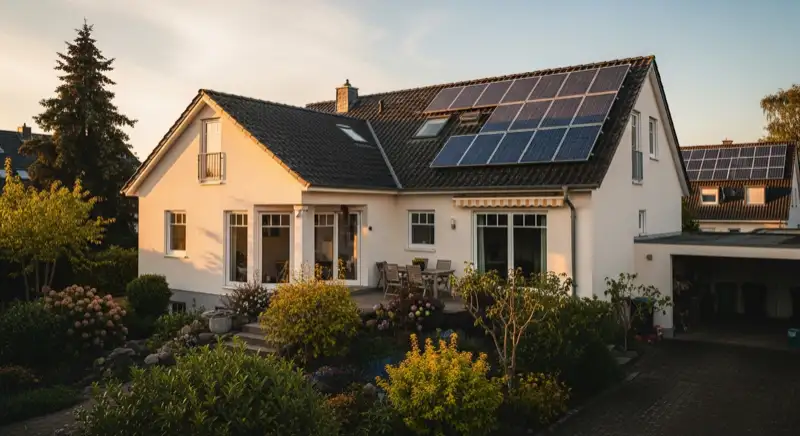 Einfamilienhaus in Witten mit Solaranlage auf dem Dach und Batteriespeicher im Keller