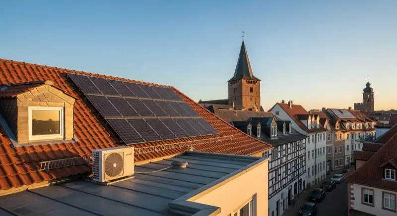 Historisches Dachumfeld in Altena mit dezent integrierter PV-Anlage