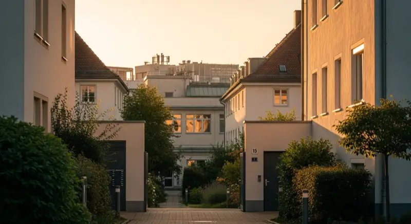 Blick auf das Stadtwerke-Gebäude in Augsburg mit Service-Eingang, lokale Versorgeratmosphäre